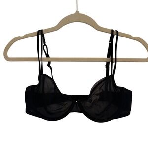 GAP Body Demi Bra Black Mesh Sheer Unlined Underwire 36B NEW